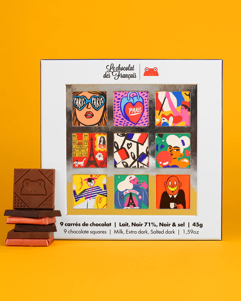 Epicerie LE CHOCO DES FRANC - Coffret 9 carres le chocolat des francais